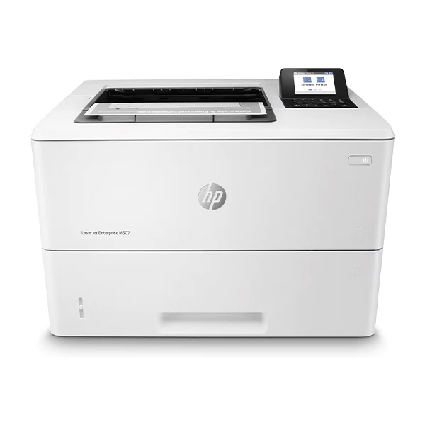 این تصویر یک دستگاه hp m506dn به رنگ سفید را نشان می دهد.